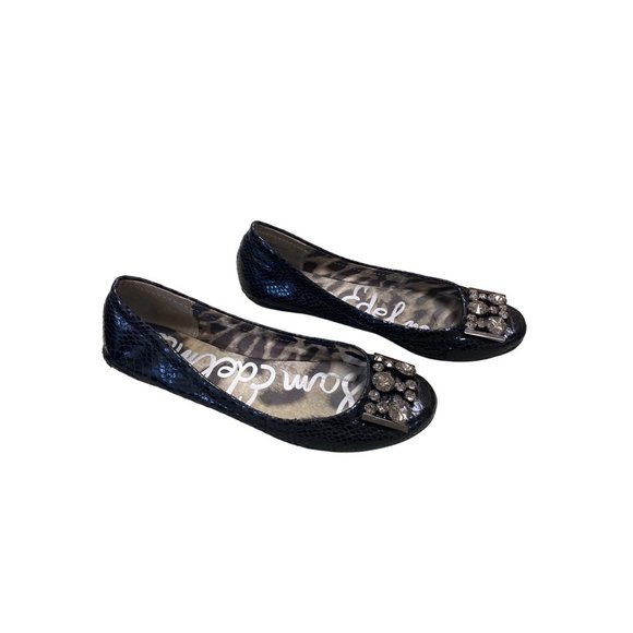 Women’s Sam Edelson black loafers /flats/shoes size 7.5M with rhinestone sku 896 - Picture 2 of 6